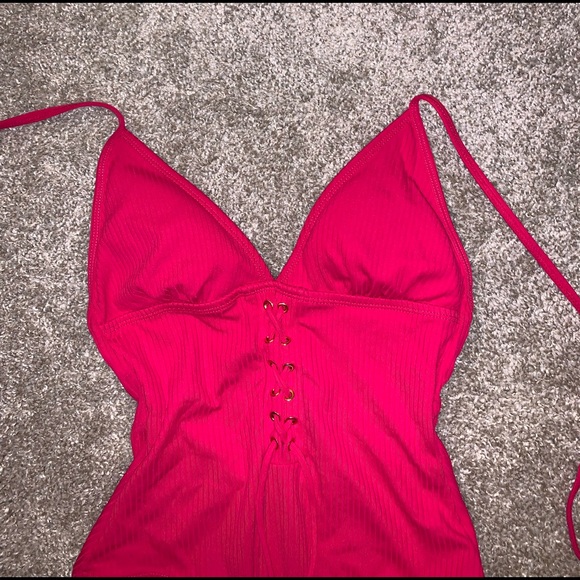 Bongo Pink / Red One Piece Laced Swimsuit size S - Picture 5 of 12